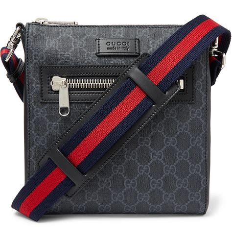 gucci mens messenger bag black|More.